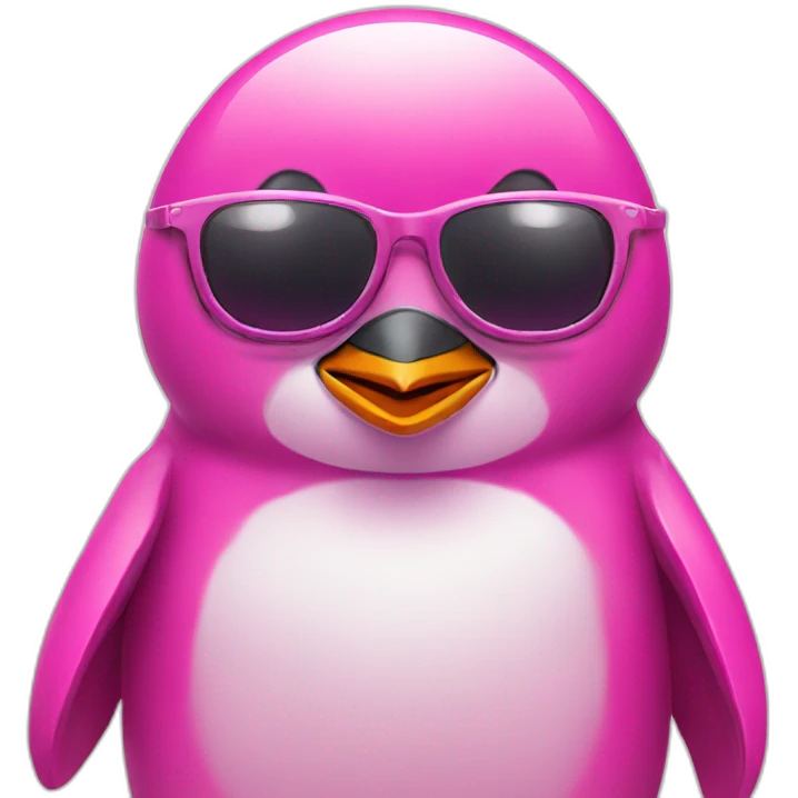 Pink colour penguin smiling with sunglasses  emoji