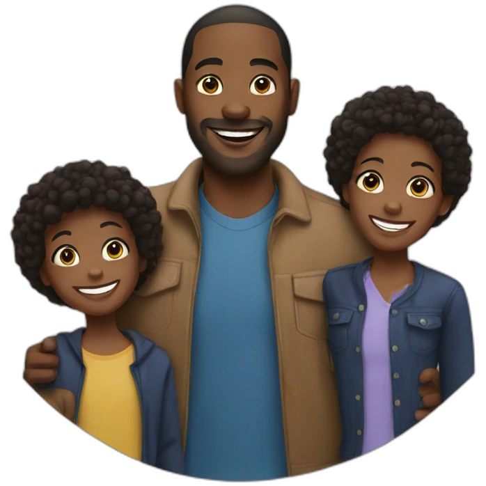 Black man smiling with his family emoji