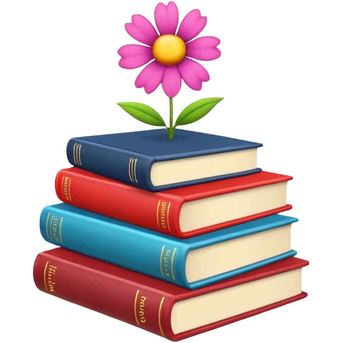 Some books with a flower on top emoji
