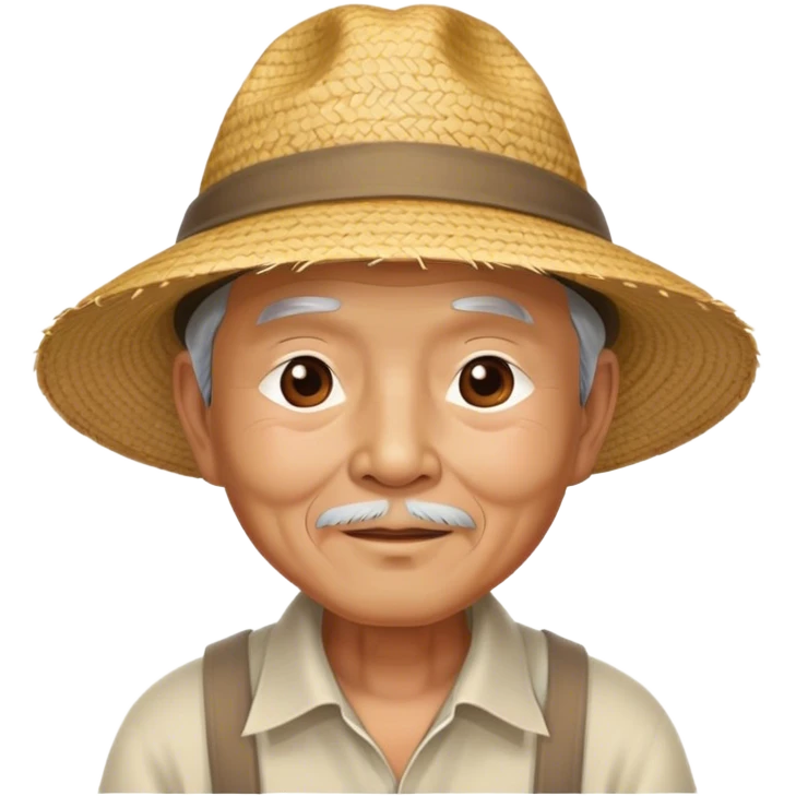 An old Asian man with a straw hat  emoji