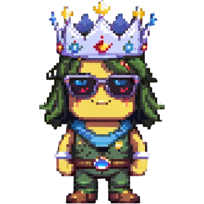 Gaming character with crown and shades emoji