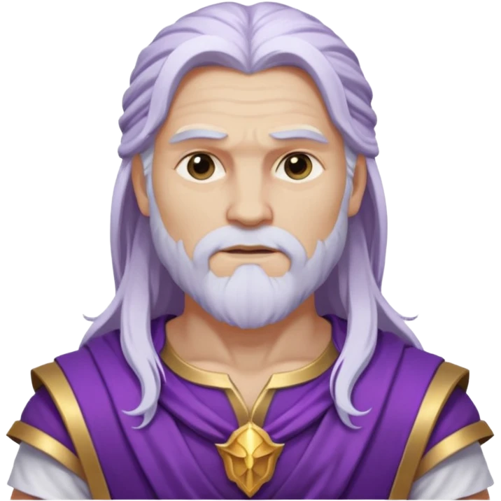 Jupiter, Thunder God from Rome Mythology with long white hair, purple and white outfit emoji
