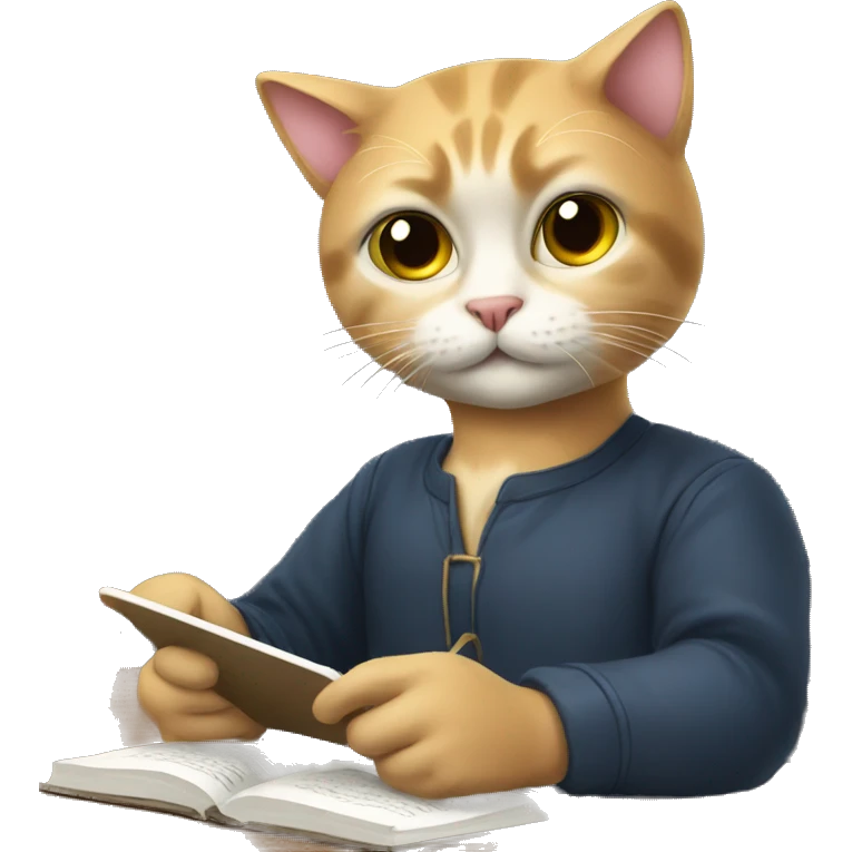 cat studying with a tablet emoji