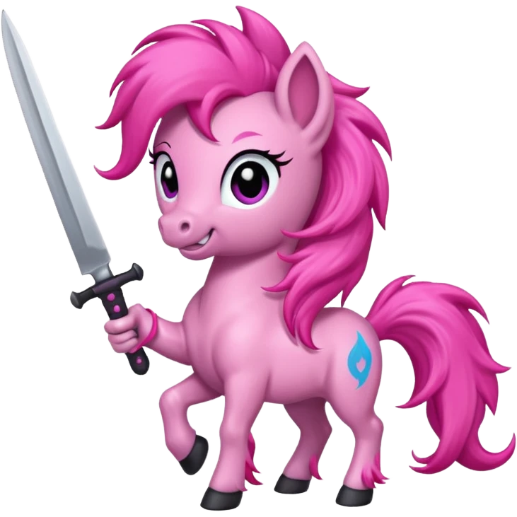 pony with evil smile holding sharp knife emoji