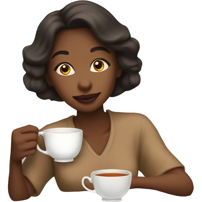 woman sipping tea sly emoji