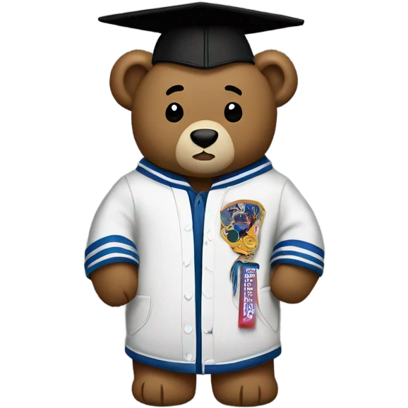 Kanye Graduation Bear with letterman jacket emoji