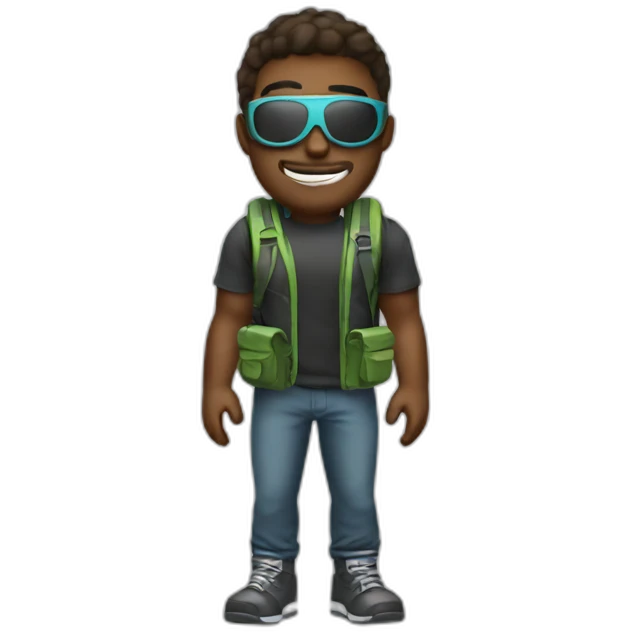 cool guy with mask and backpack emoji