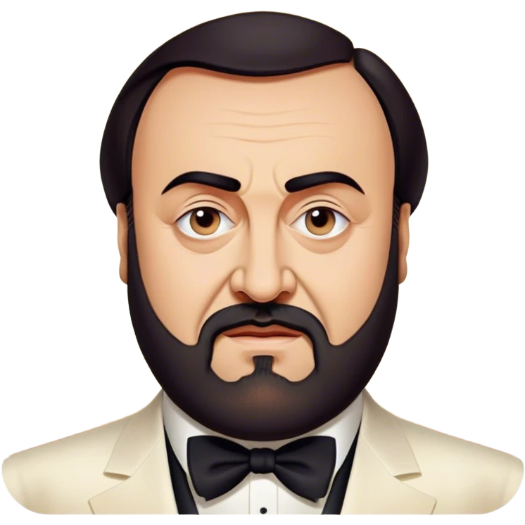 Cinematic Realistic Luciano Pavarotti Portrait Emoji, depicted as a charismatic operatic tenor with expressive eyes and commanding stage presence, rendered with rich elegant textures and warm theatrical lighting that captures his timeless vocal brilliance. emoji