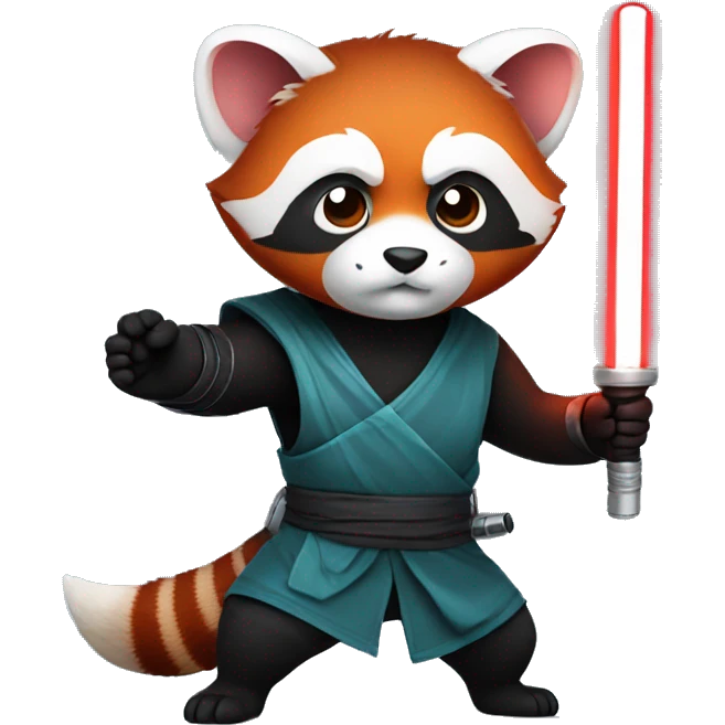 Red Panda ninja holding a light saber emoji