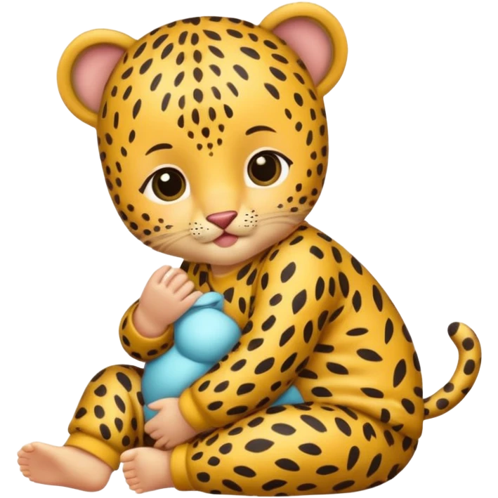 human baby with leopard patterned clothes emoji