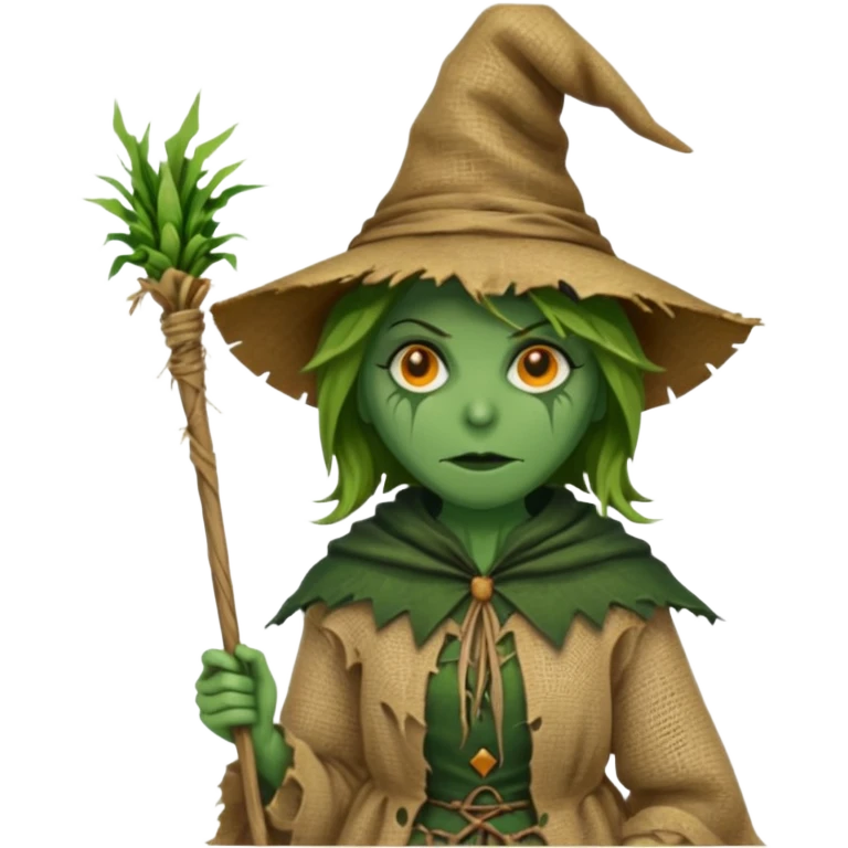 witch Scarecrow on stick emoji