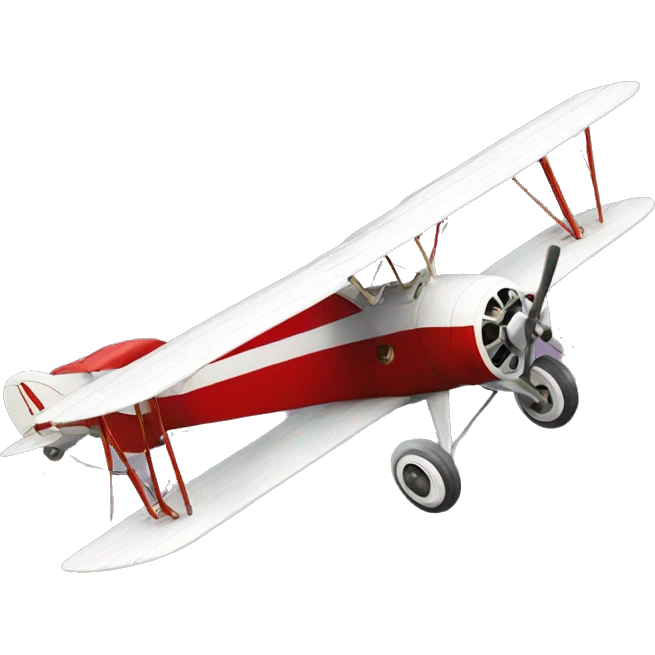 white vintage biplane with red leading edges emoji