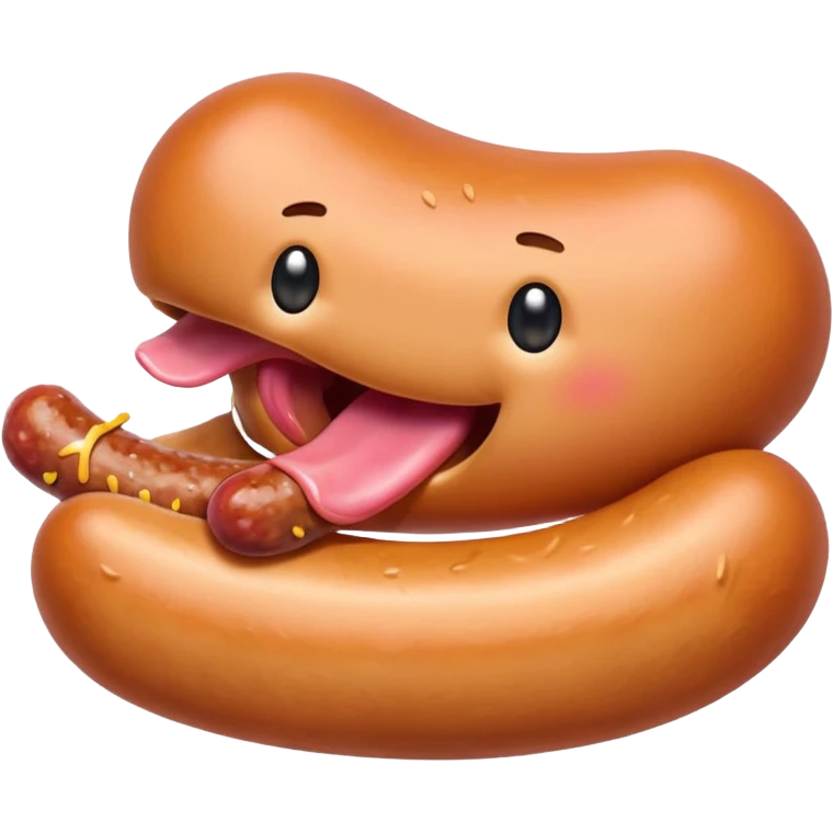 Mouth eating a sausage emoji