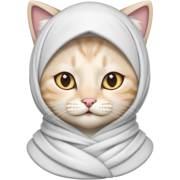 Hijab Cat, white coat. emoji