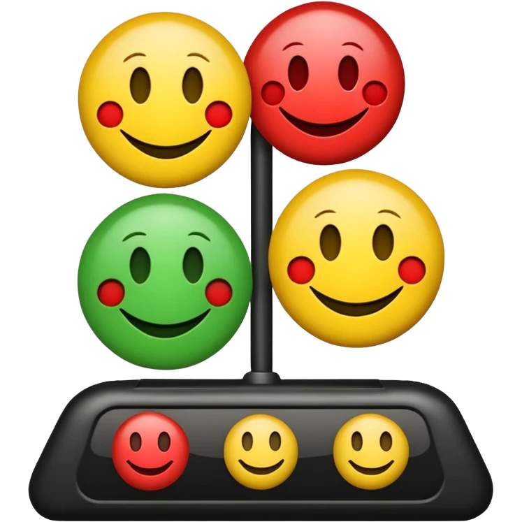A statisfaction scale with three smileys (red, yellow, green) emoji