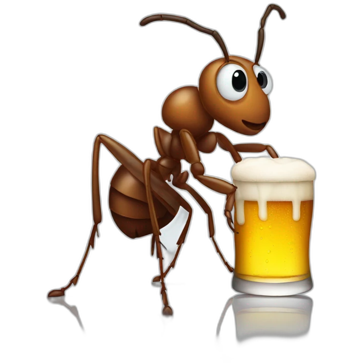 Ant with beer emoji