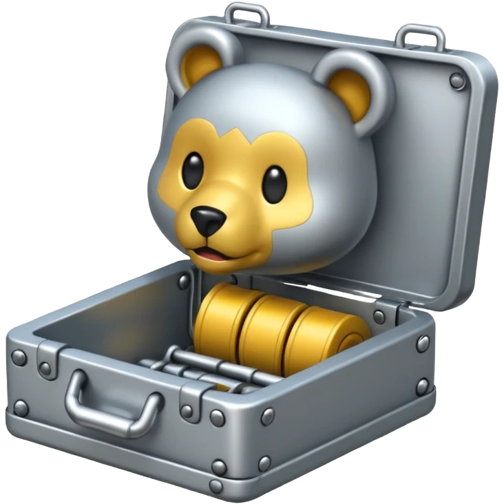 silver colored bear-trap emoji styled, emoji style emoji