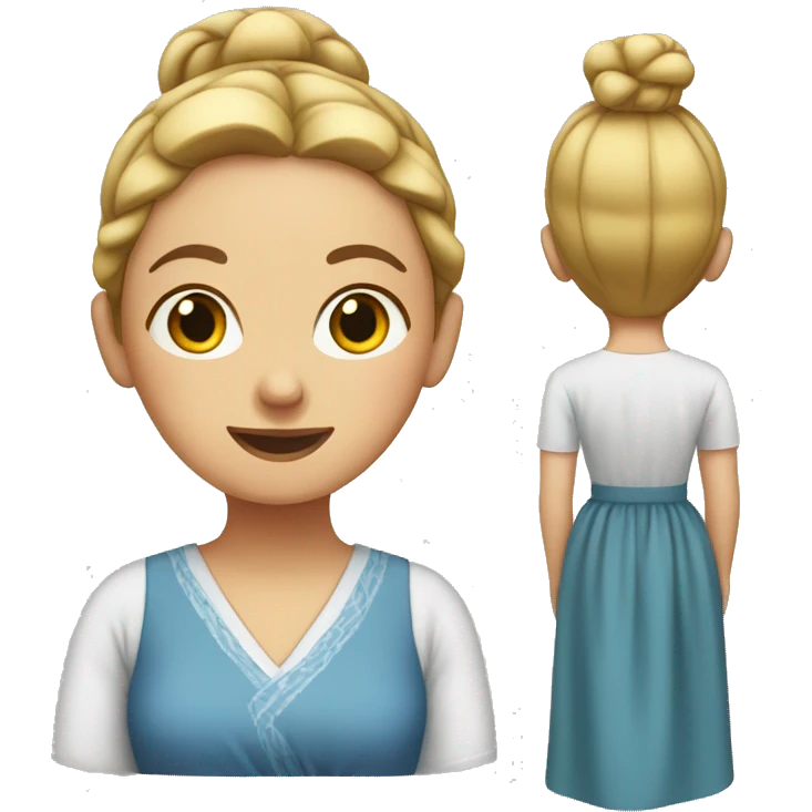 white woman with bun and housedress emoji