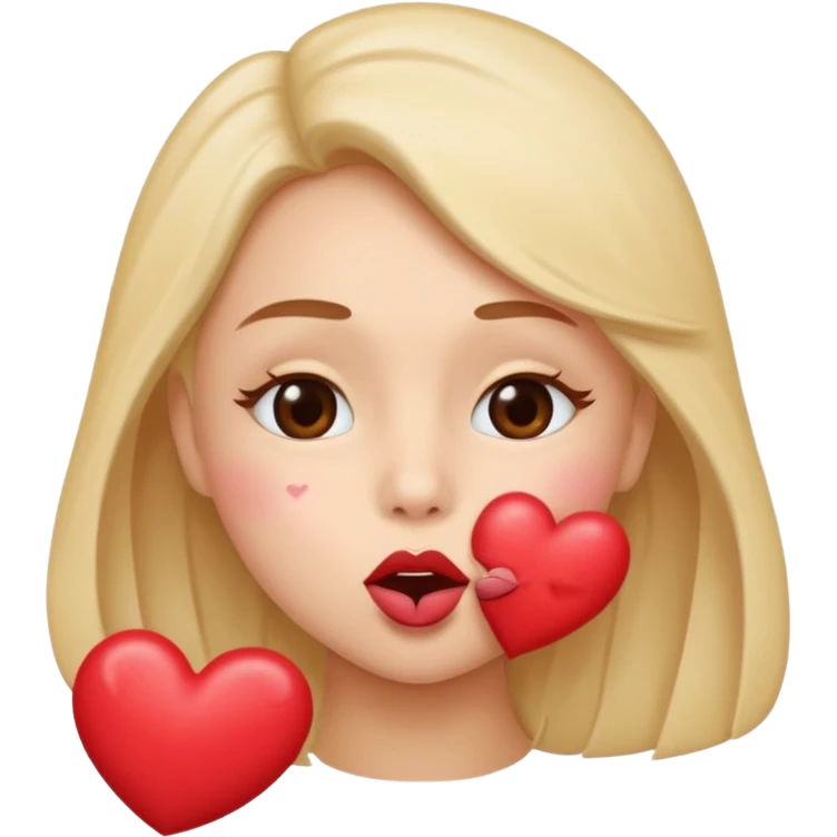 A cute circular blowing a smooch kiss with heart and little bite on the lower lip emoji