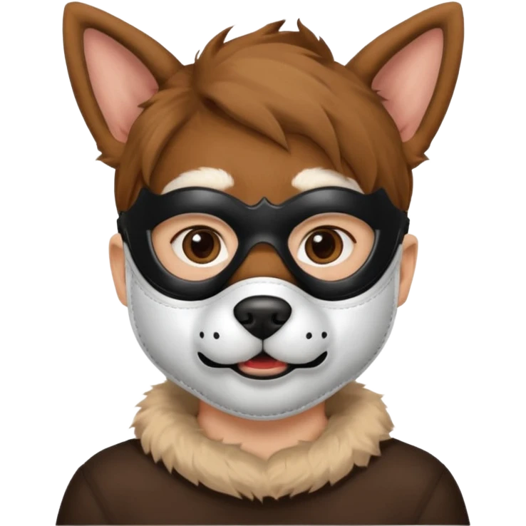 boy wearing dog mouth mask, without ears emoji