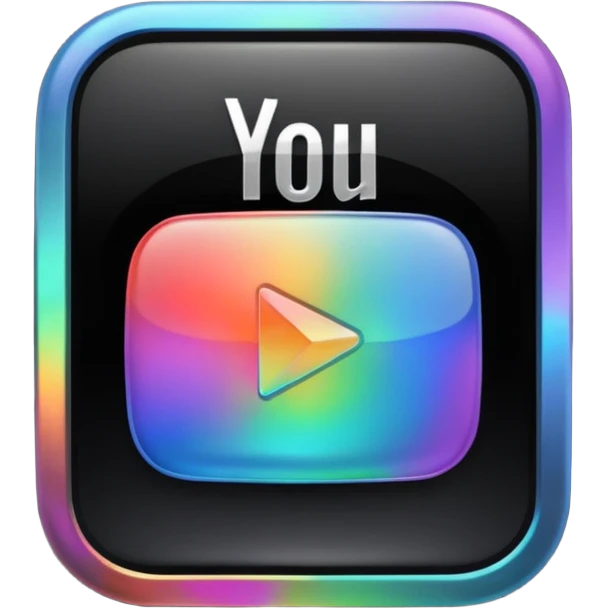youtube logo, black and iridescent  emoji