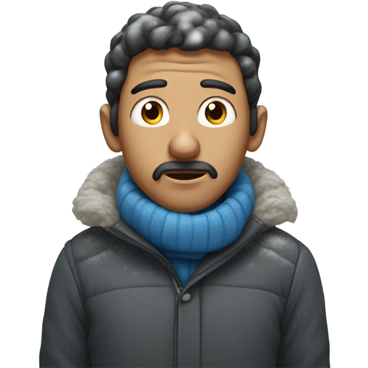 Man with super wide eyes sniffing snow emoji