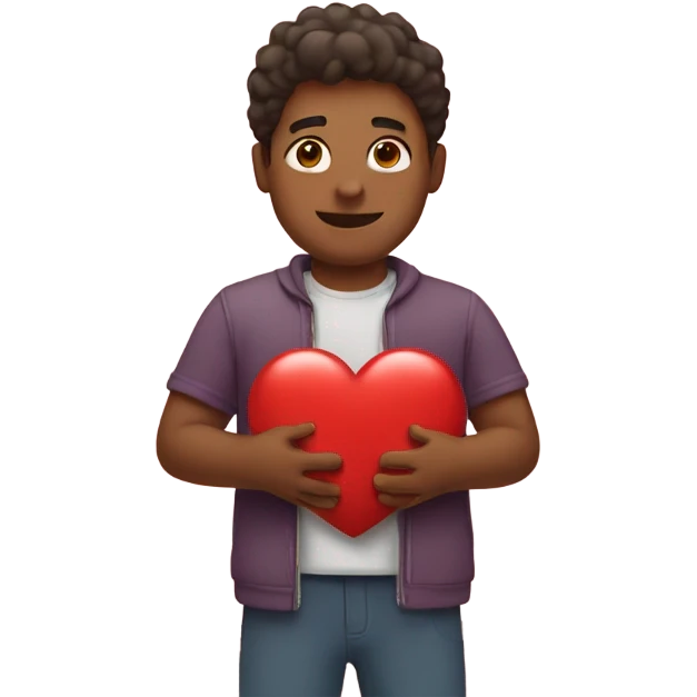 Father holds big heart emoji
