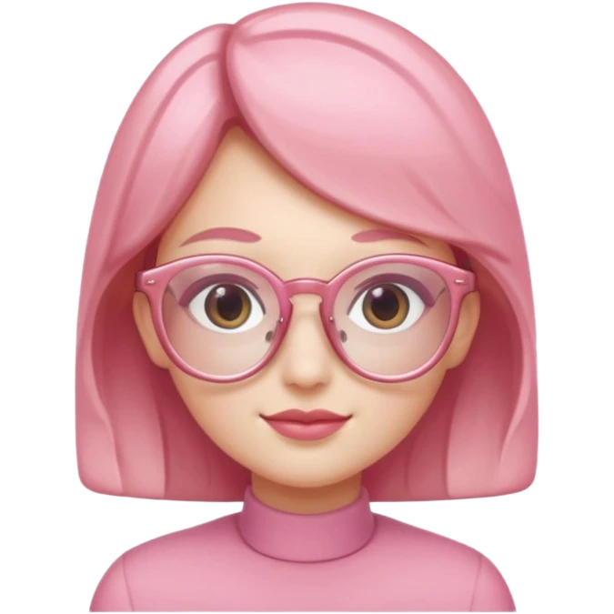 A 3D cartoon rose-pink spectacle with glossy curved frames and soft reflections, feminine Memoji-style rendering., negaive  characters emoji