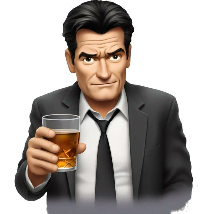 charlie sheen in two and a half man drinking a glass of whiskey emoji