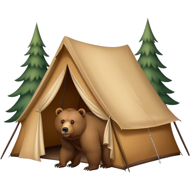 a tent being stalked by a grizzly bear emoji