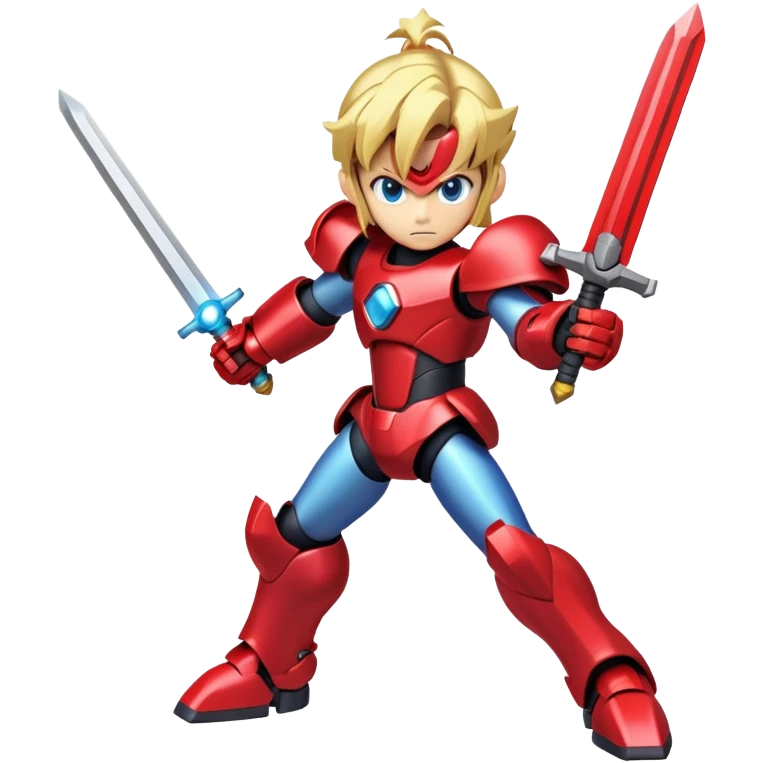 Megaman Zero robot with red armor, blonde hair, and Z-saber sword emoji