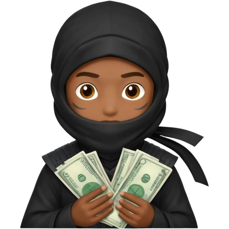 Niño ninja con dinero emoji