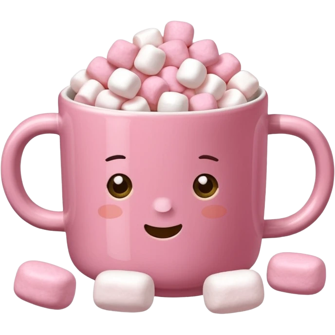 Kakao in pinker Tasse mit pink weißen mini marshmallow emoji