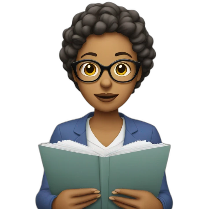 woman with glasses holding papers emoji