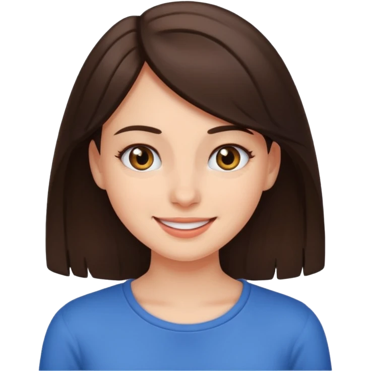 Brunette girl smiling with one eye twitching  emoji