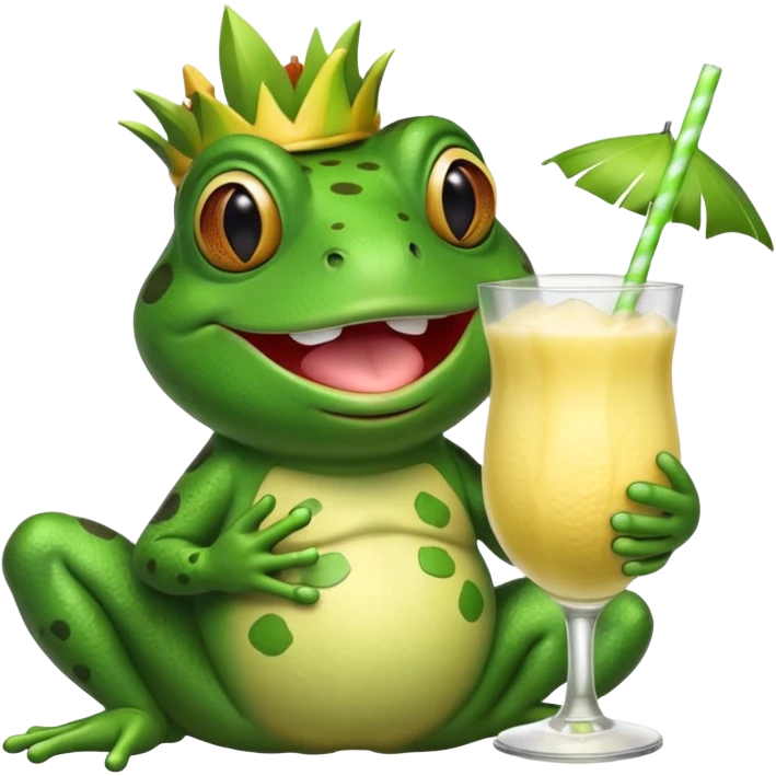 bufo frog green cartoon meme drinking a pina colada emoji