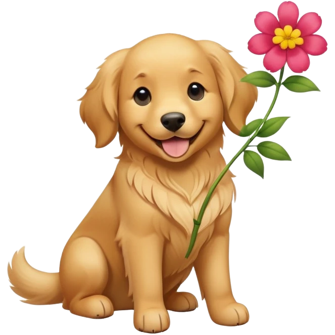 dog with flower on tail smiling emoji