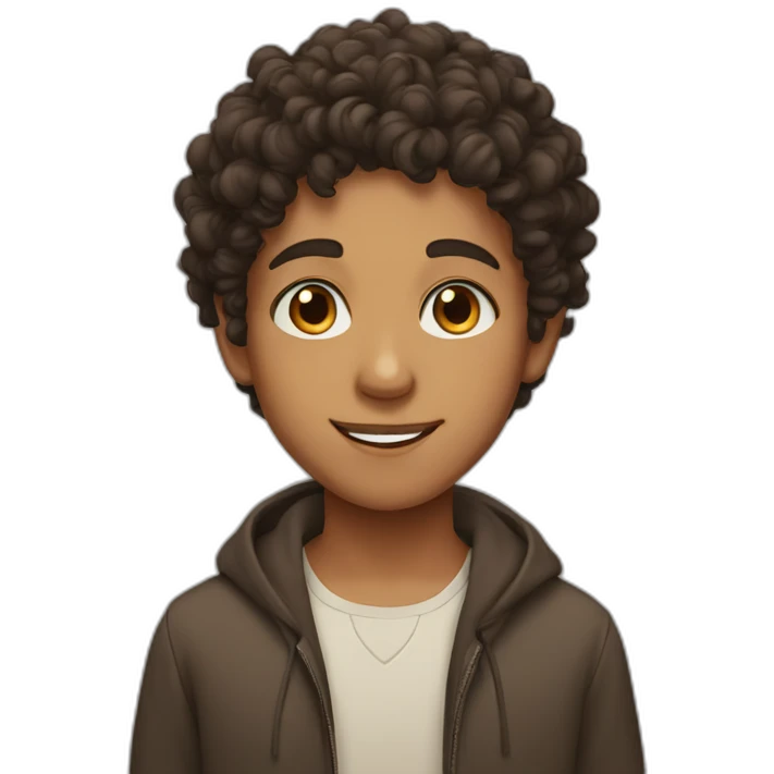 Moroccan boy with curly hair And brown clear eyes emoji