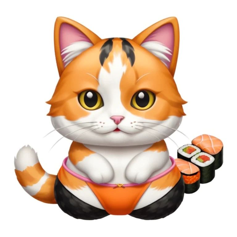 cat in a sushi bikini emoji