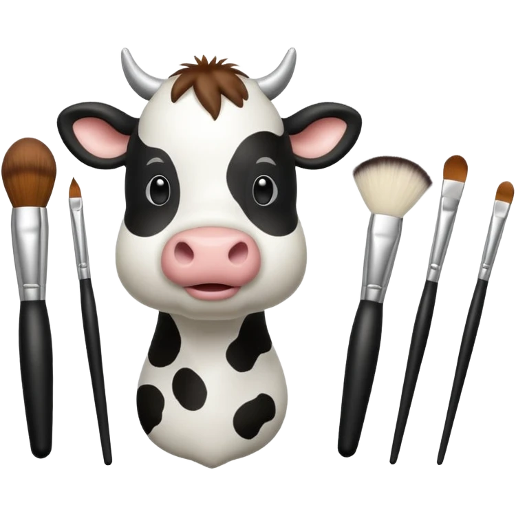 Cow print makeup brushes emoji