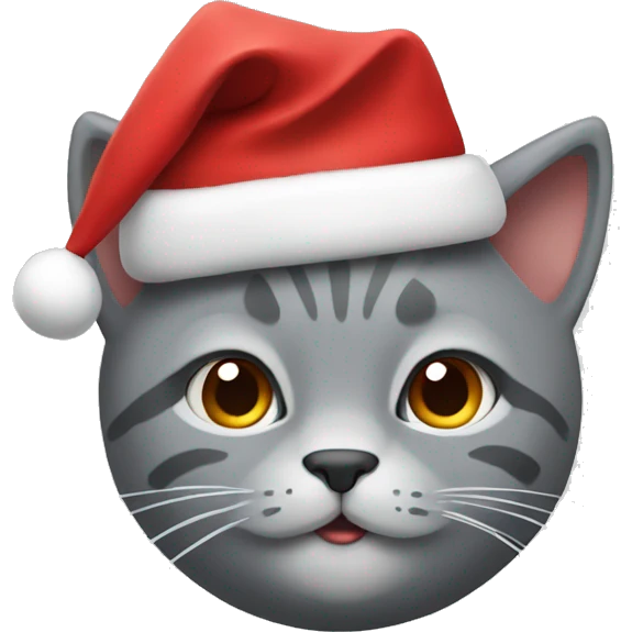 Grey little cat with Christmas theme emoji
