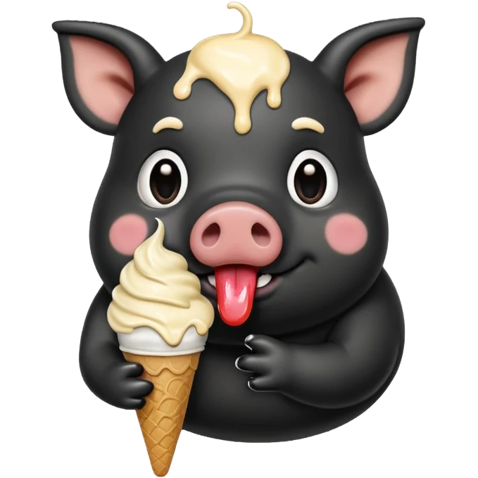 black pig with ice cream emoji