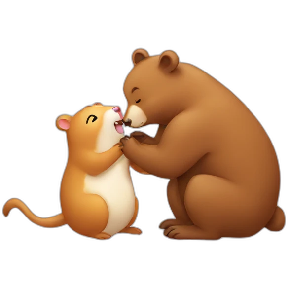 bear kissing hamster emoji
