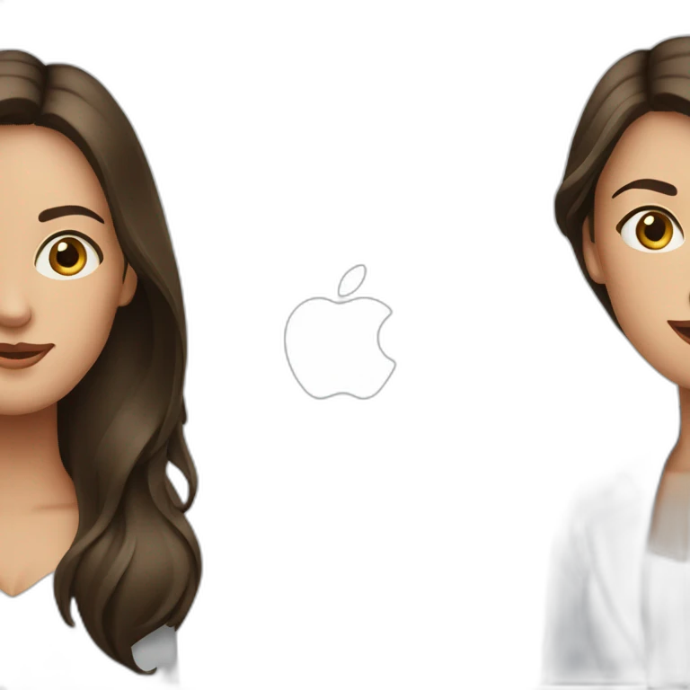 2 brunettes women in front of macbook emoji