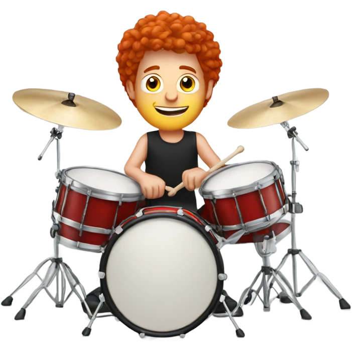 Red haired man playing drums on  emoji