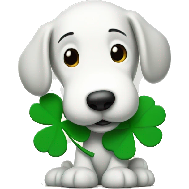 Snoopy with a four leaf clover emoji