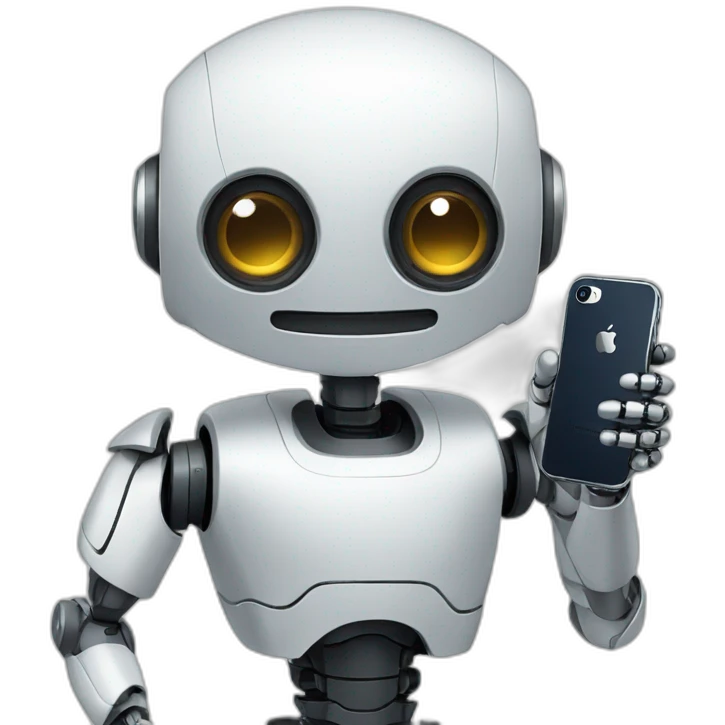 robot holding an i phone emoji