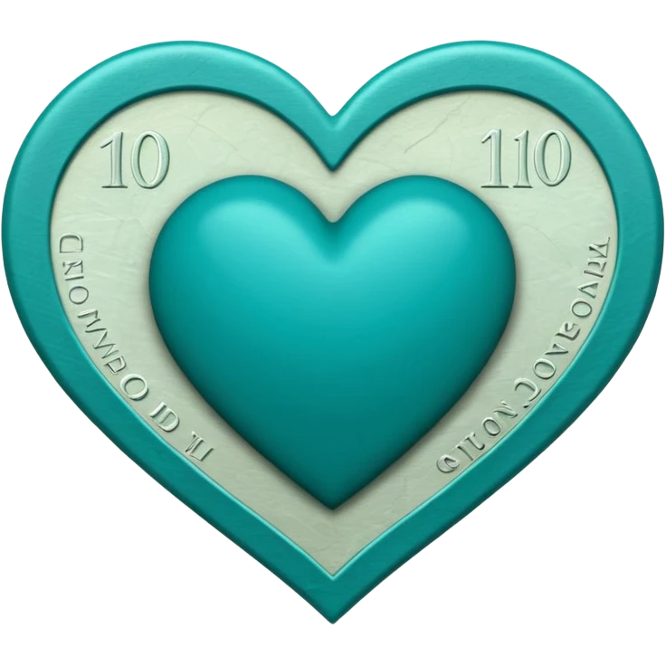 Teal heart with Canadian $10 bill emoji