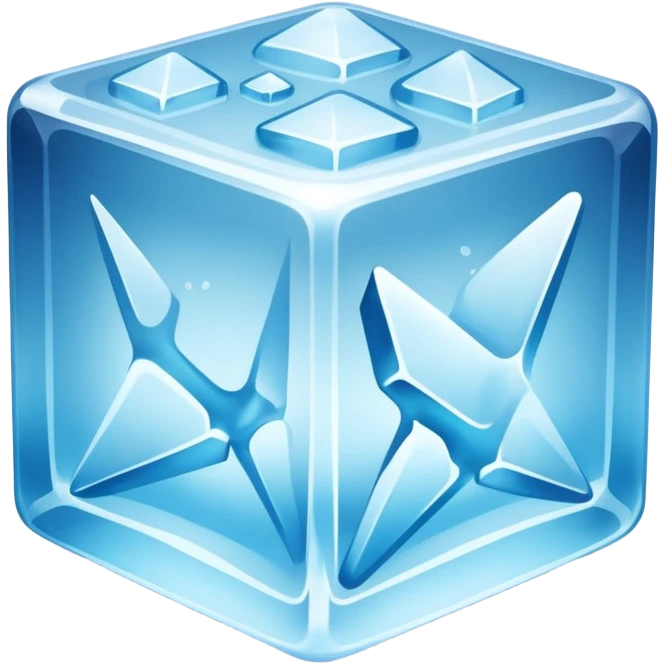 ice cube object icon, crystal clear ice, glossy, small frost details, 3D cartoon, soft shadow, mobile game icon style, centered, clean background, no text, no watermark emoji