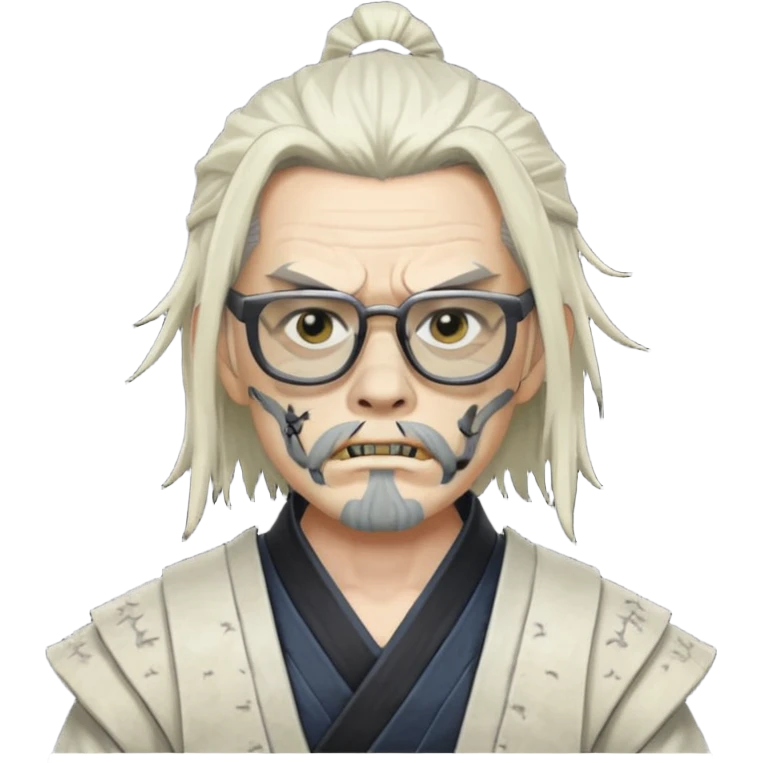 white zombie  samurai with glasses emoji